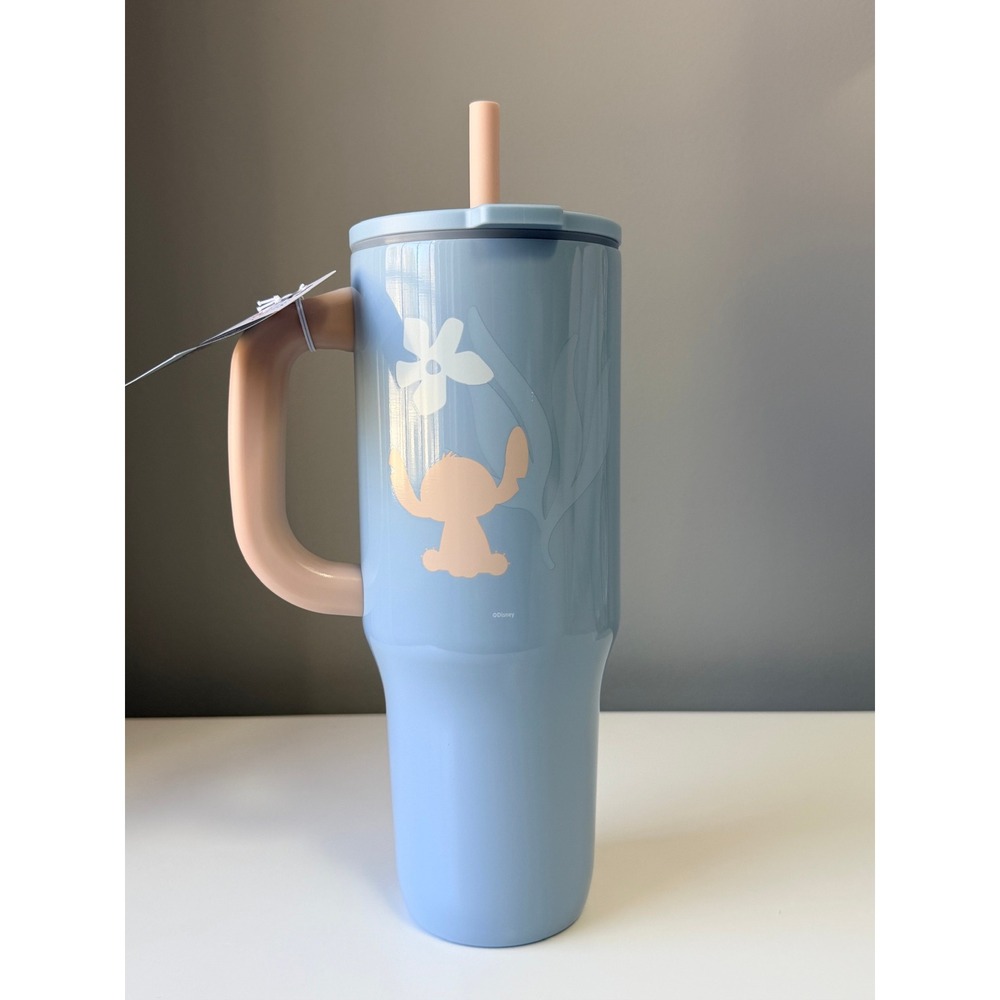 Disney Stitch Tumbler Zak Designs 40oz Blue Handle Straw‎ NWT
